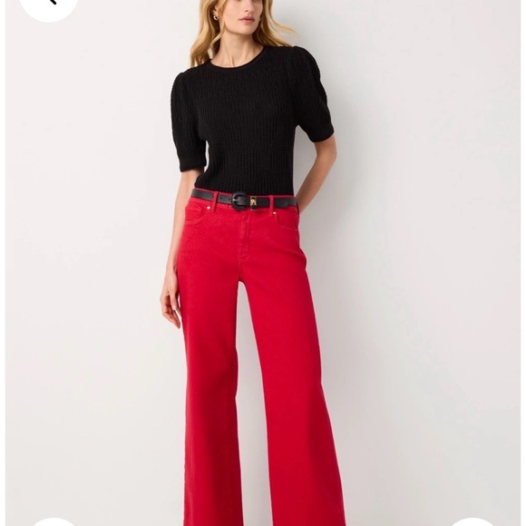 NWT WHITE HOUSE BLACK MARKET Red WIDE LEG JEANS